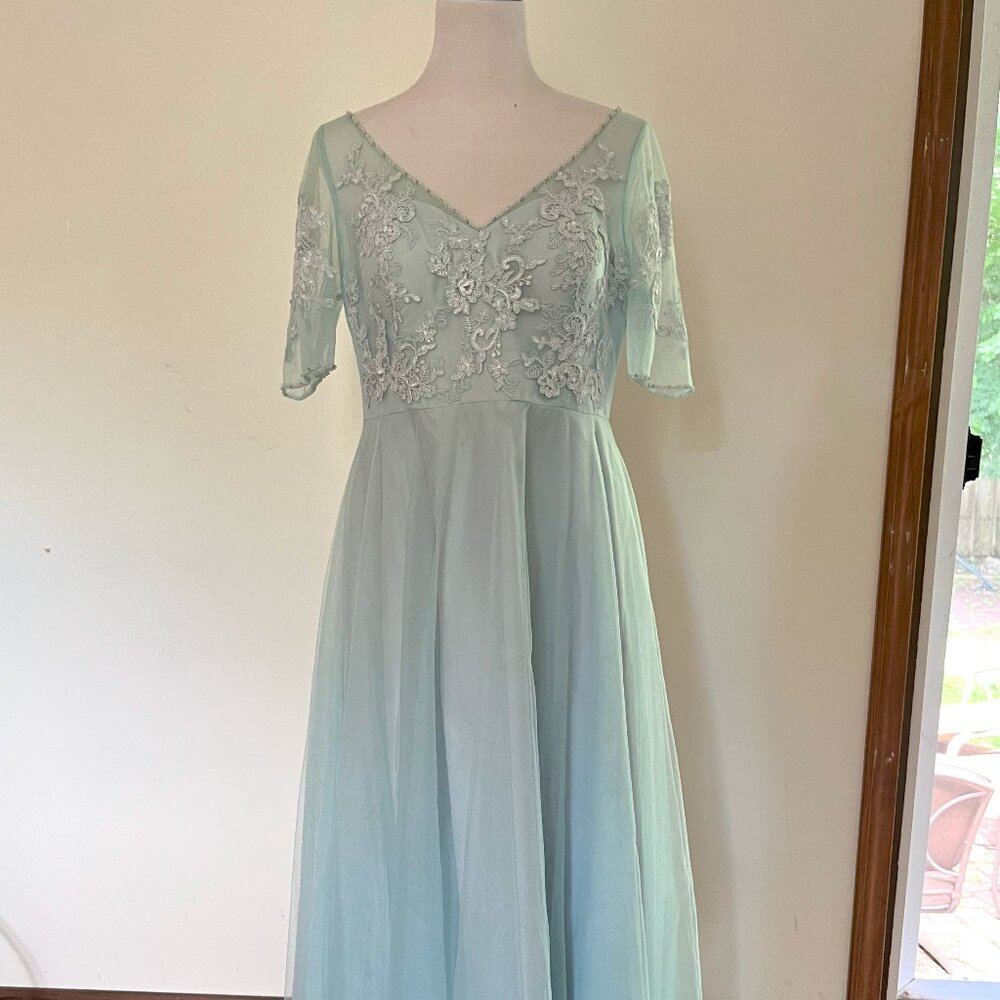 Azazie light blue bridesmaid dress